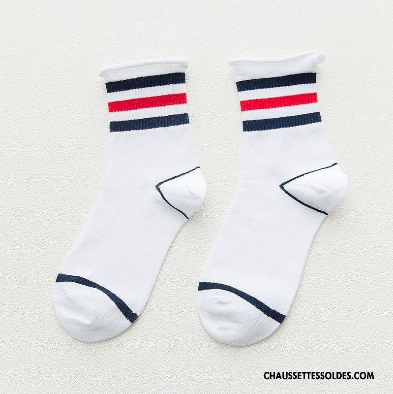 Chaussettes Mi Hautes Femme Ourlet Été Bouche Libre Simple Printemps Enceintes Pure Blanc