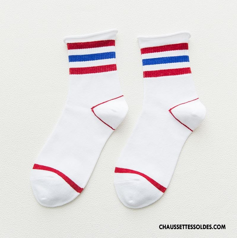 Chaussettes Mi Hautes Femme Ourlet Été Bouche Libre Simple Printemps Enceintes Pure Blanc