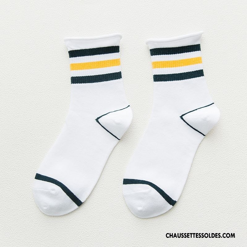 Chaussettes Mi Hautes Femme Ourlet Été Bouche Libre Simple Printemps Enceintes Pure Blanc