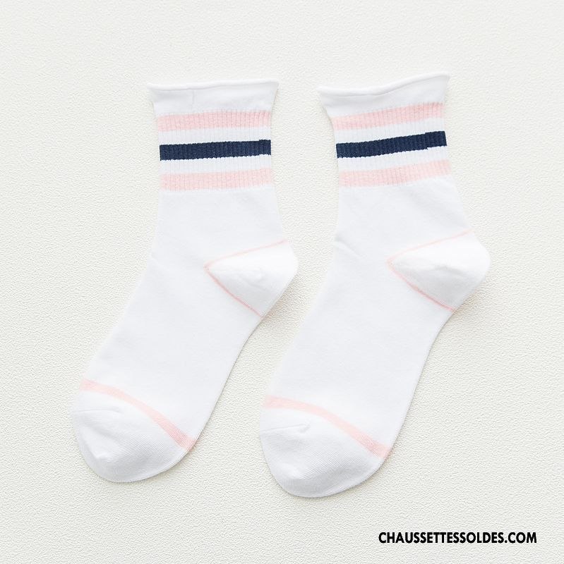 Chaussettes Mi Hautes Femme Ourlet Été Bouche Libre Simple Printemps Enceintes Pure Blanc