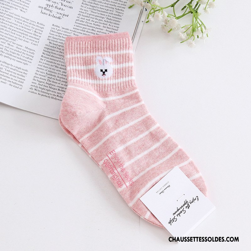 Chaussettes Mi Hautes Femme Ours Animal Rayé Long Stock Charmant Authentique Gris