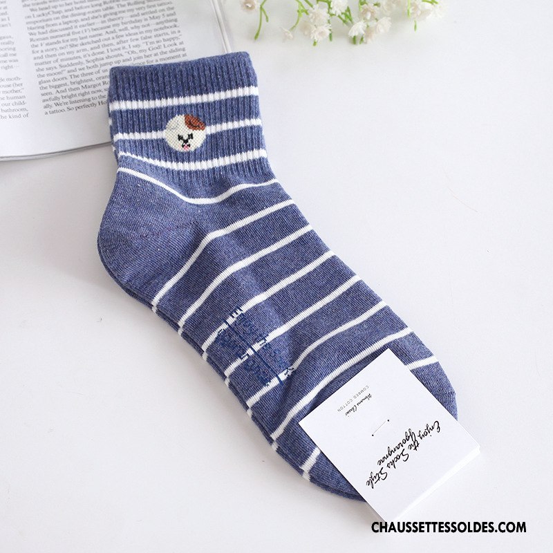 Chaussettes Mi Hautes Femme Ours Animal Rayé Long Stock Charmant Authentique Gris