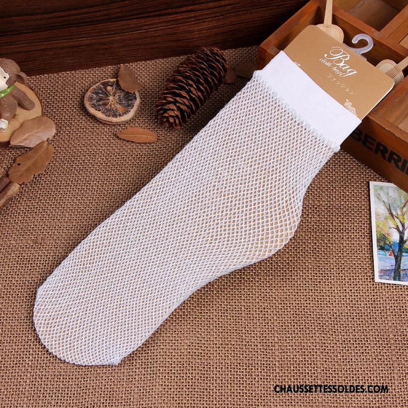 Chaussettes Mi Hautes Femme Pas De Traces Réseau Mode Dimensionnel Milieu Été Noir Or