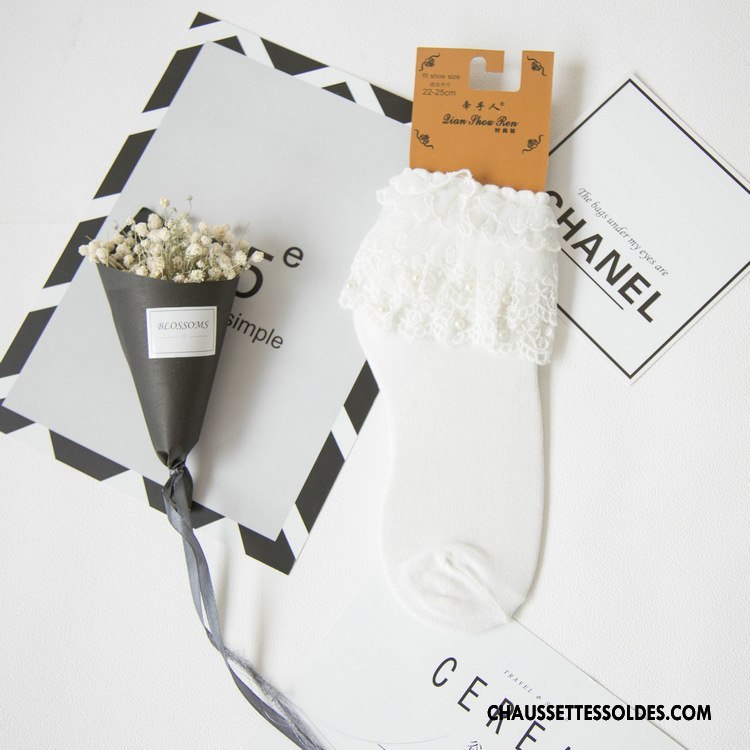 Chaussettes Mi Hautes Femme Perle Légère Le Nouveau Dentelle Chaussettes En Coton Courte Pure Jaune