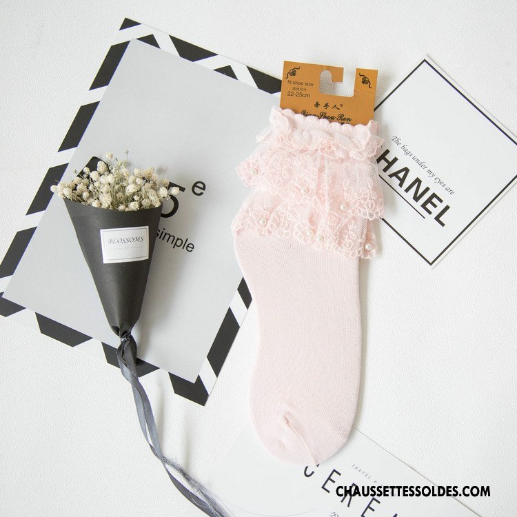 Chaussettes Mi Hautes Femme Perle Légère Le Nouveau Dentelle Chaussettes En Coton Courte Pure Jaune
