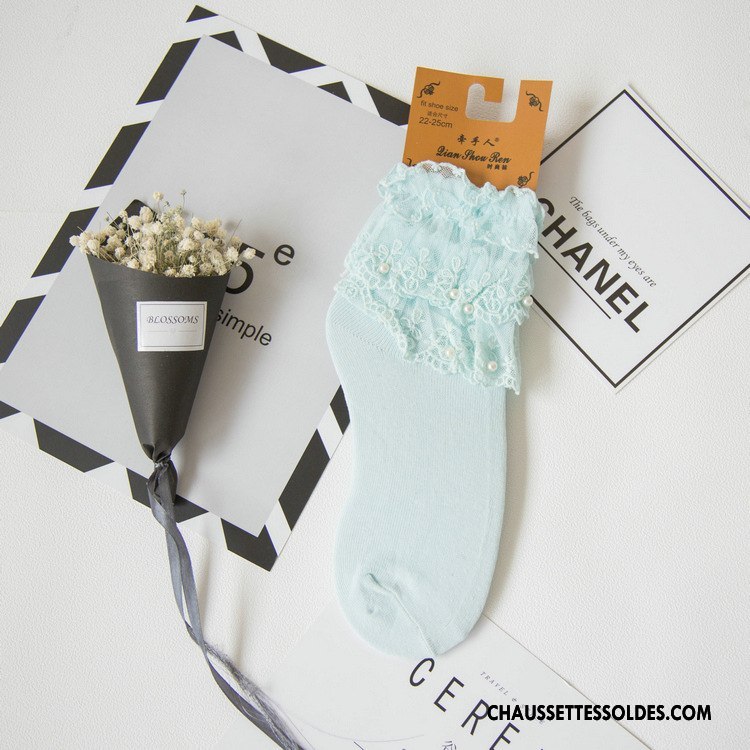 Chaussettes Mi Hautes Femme Perle Légère Le Nouveau Dentelle Chaussettes En Coton Courte Pure Jaune