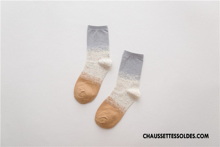 Chaussettes Mi Hautes Femme Personnalité Chaussette Courte Yarn Milieu Couleur Le Nouveau Coloré