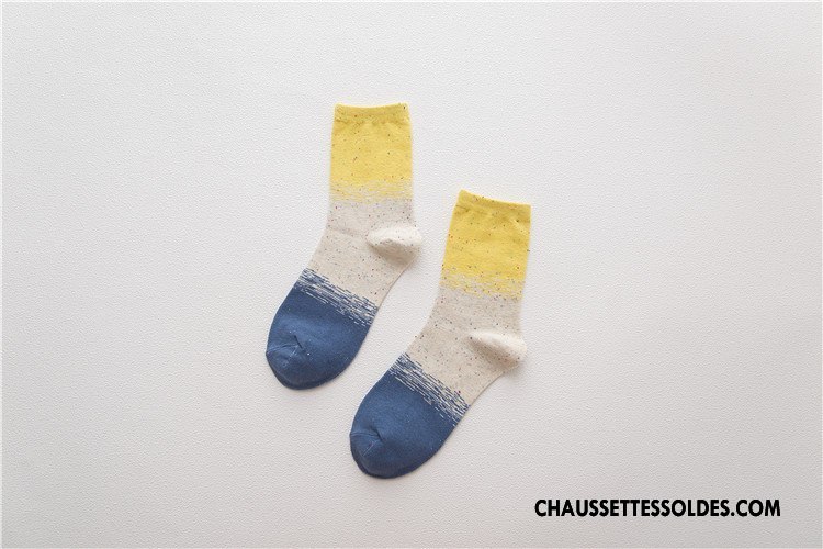 Chaussettes Mi Hautes Femme Personnalité Chaussette Courte Yarn Milieu Couleur Le Nouveau Coloré