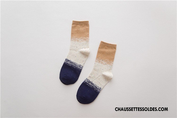 Chaussettes Mi Hautes Femme Personnalité Chaussette Courte Yarn Milieu Couleur Le Nouveau Coloré