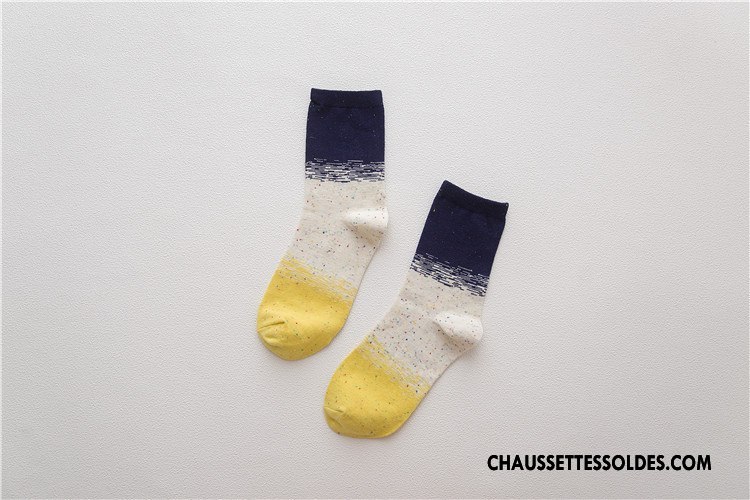Chaussettes Mi Hautes Femme Personnalité Chaussette Courte Yarn Milieu Couleur Le Nouveau Coloré