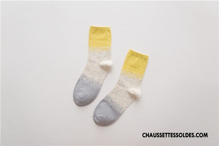 Chaussettes Mi Hautes Femme Personnalité Chaussette Courte Yarn Milieu Couleur Le Nouveau Coloré