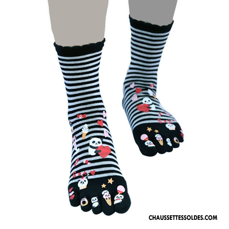 Chaussettes Mi Hautes Femme Personnalité Dame Matelassé Cinq Doigts Hiver L'automne Violet