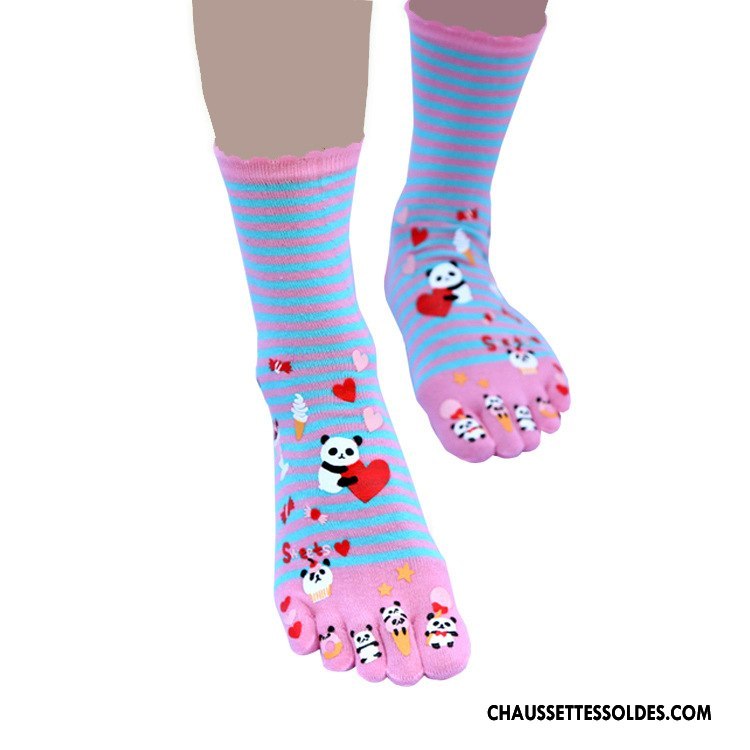 Chaussettes Mi Hautes Femme Personnalité Dame Matelassé Cinq Doigts Hiver L'automne Violet
