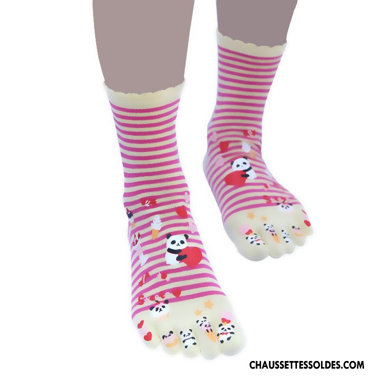 Chaussettes Mi Hautes Femme Personnalité Dame Matelassé Cinq Doigts Hiver L'automne Violet