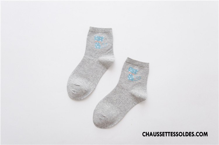 Chaussettes Mi Hautes Femme Petit Charmant Le Nouveau Dessin Animé L'automne 100% Coton Blanc