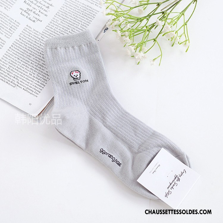 Chaussettes Mi Hautes Femme Petit Importer Dessin Animé Classique Authentique Dame Blanc