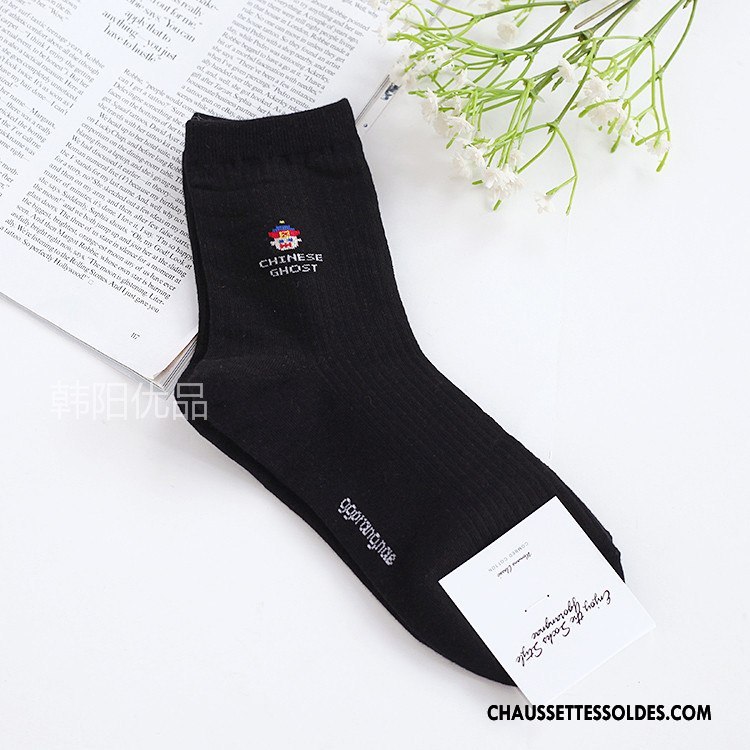 Chaussettes Mi Hautes Femme Petit Importer Dessin Animé Classique Authentique Dame Blanc