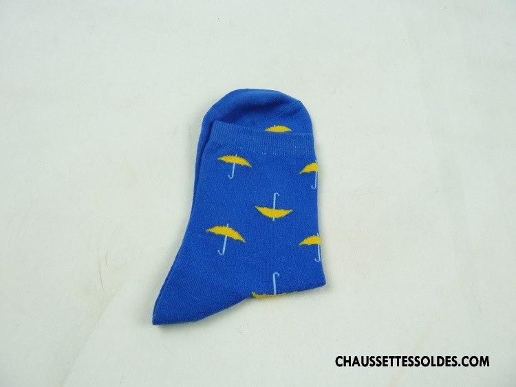 Chaussettes Mi Hautes Femme Petit Mouvement Modèle Casual Confortable Milieu Bleu