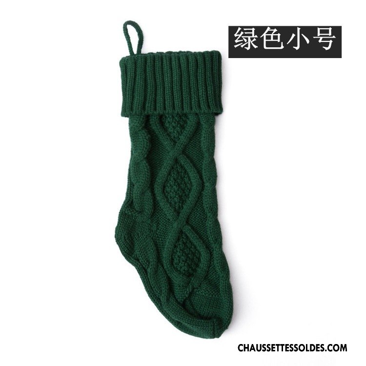 Chaussettes Mi Hautes Femme Petit Noël Bonbons De Laine En Maille Ornements Vert
