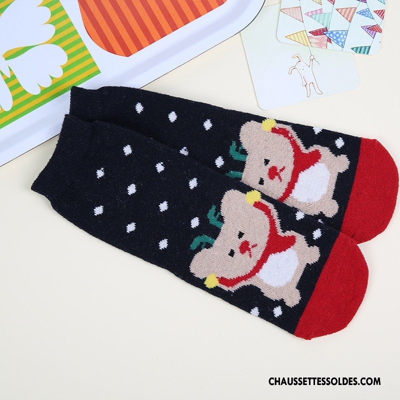 Chaussettes Mi Hautes Femme Petit Thermiques Lapin Dessin Animé Milieu L'automne Bleu
