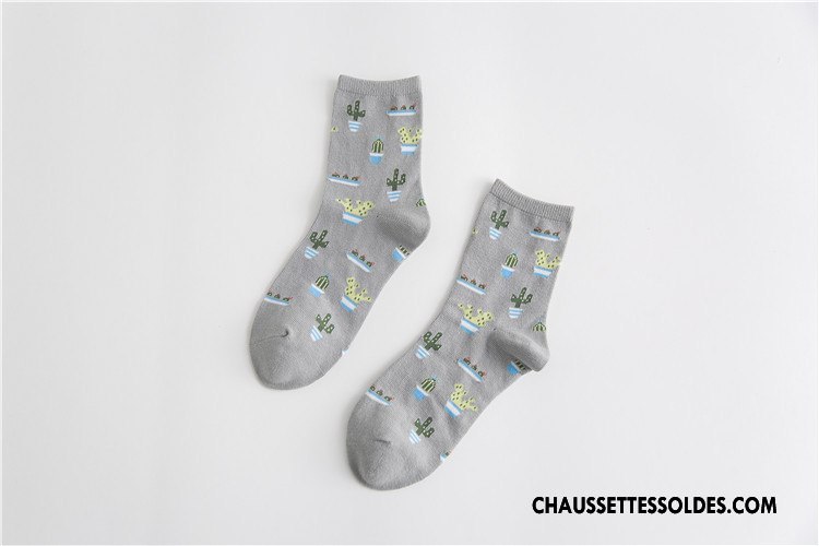 Chaussettes Mi Hautes Femme Plaine 100% Coton Le Nouveau Chaussettes En Coton Frais Milieu Jaune
