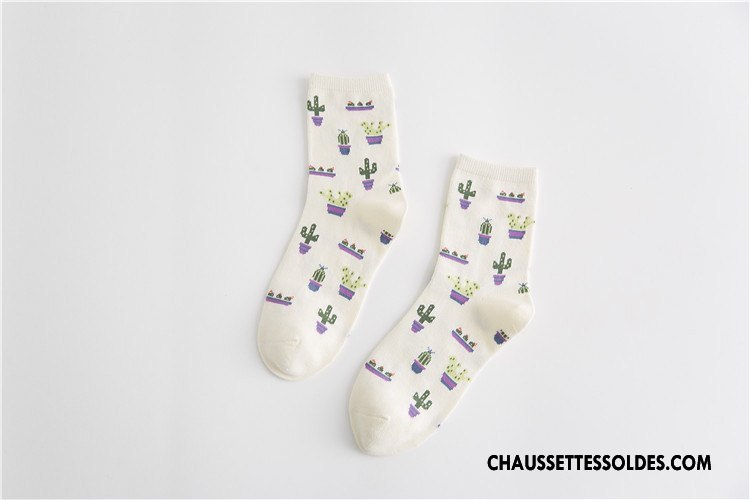 Chaussettes Mi Hautes Femme Plaine 100% Coton Le Nouveau Chaussettes En Coton Frais Milieu Jaune