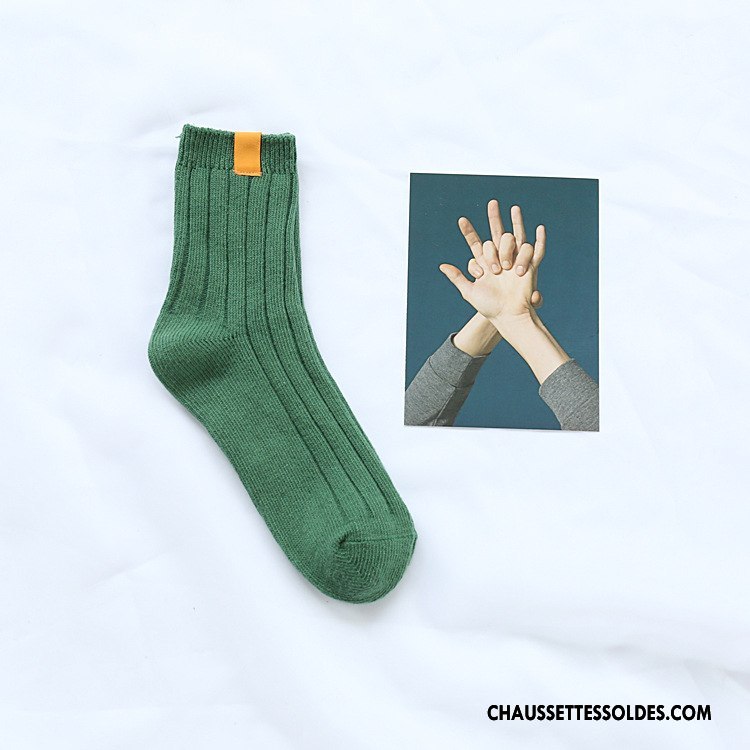 Chaussettes Mi Hautes Femme Plaine Rétro Courte Bottes Courtes Le Nouveau Dame Pure Jaune