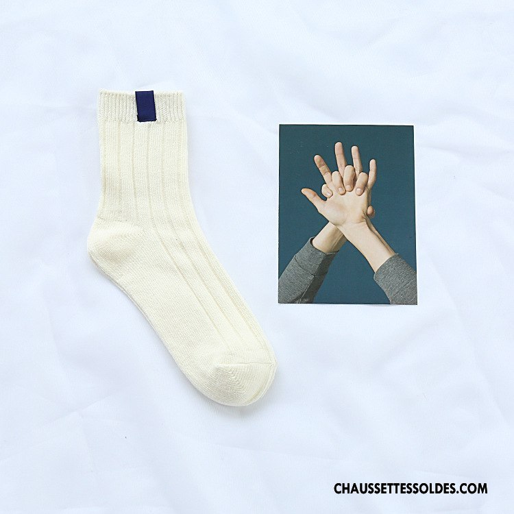 Chaussettes Mi Hautes Femme Plaine Rétro Courte Bottes Courtes Le Nouveau Dame Pure Jaune