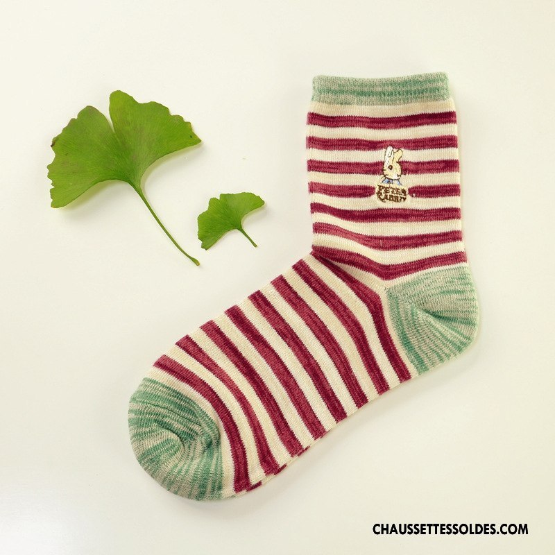 Chaussettes Mi Hautes Femme Point D'onde Milieu Chaussettes En Coton Style National Matelassé Charmant Marron / Brun