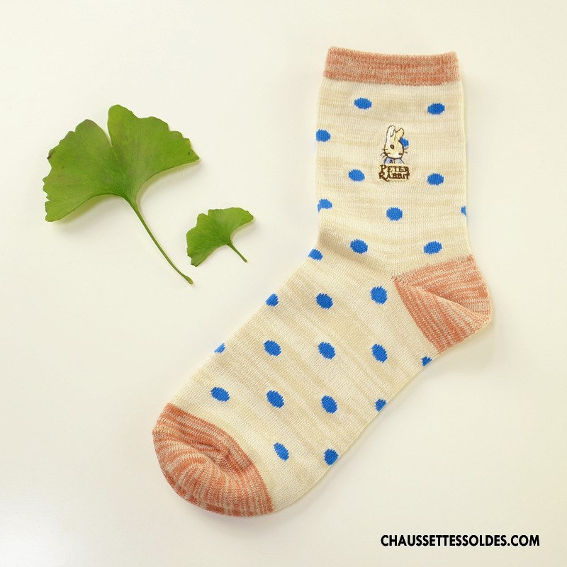 Chaussettes Mi Hautes Femme Point D'onde Milieu Chaussettes En Coton Style National Matelassé Charmant Marron / Brun