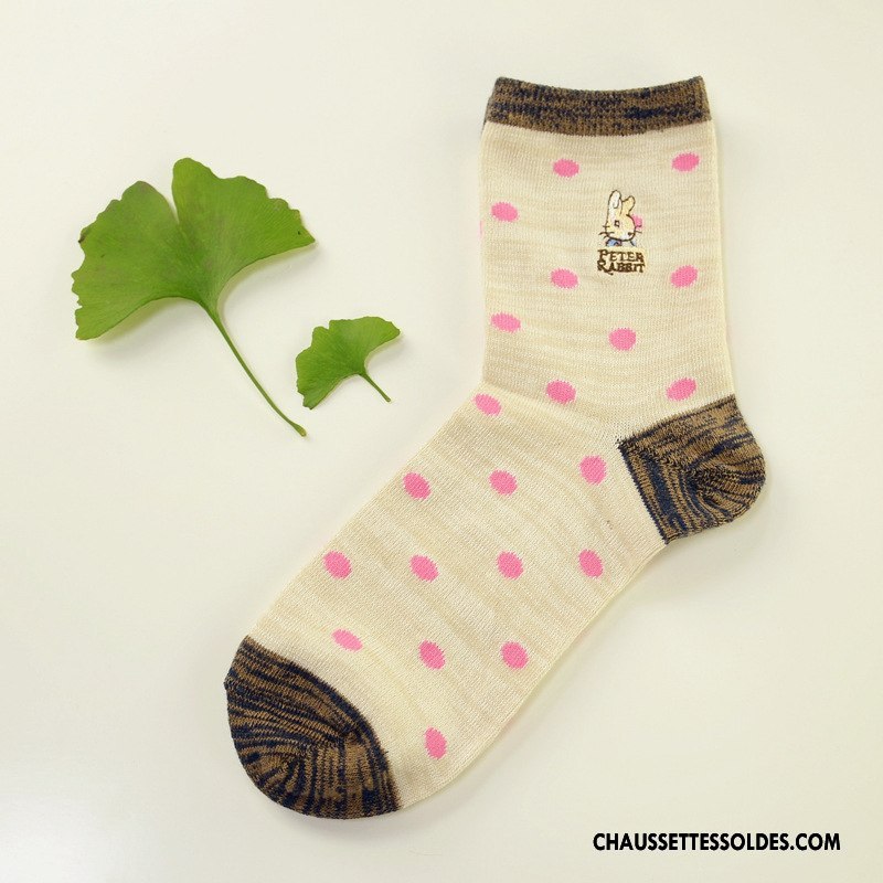 Chaussettes Mi Hautes Femme Point D'onde Milieu Chaussettes En Coton Style National Matelassé Charmant Marron / Brun