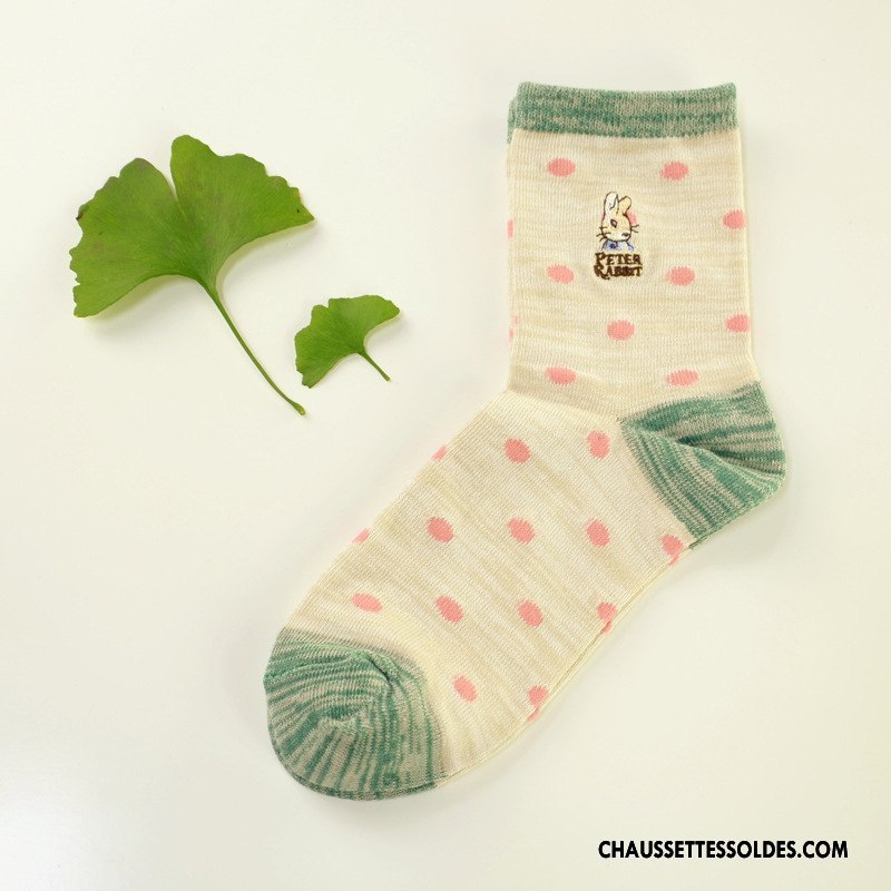 Chaussettes Mi Hautes Femme Point D'onde Milieu Chaussettes En Coton Style National Matelassé Charmant Marron / Brun