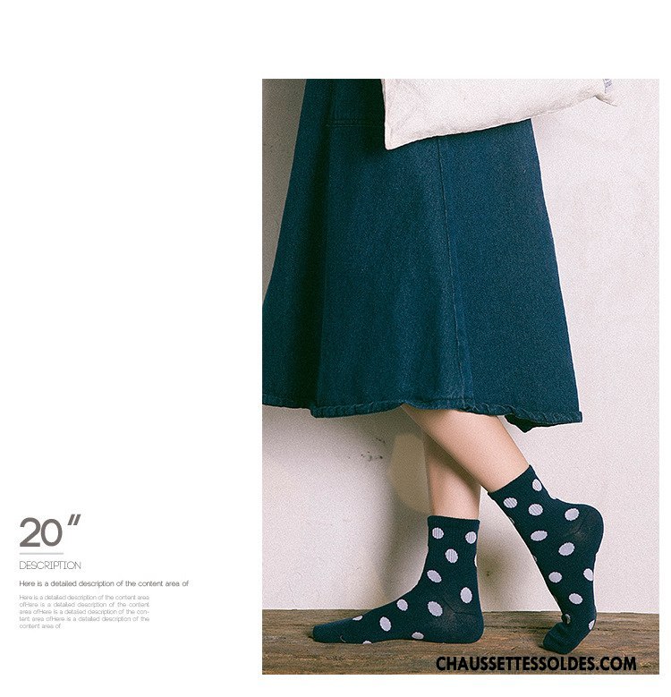 Chaussettes Mi Hautes Femme Points Frais Mouvement Kaki Nouvelles Arrivées Vent D'université