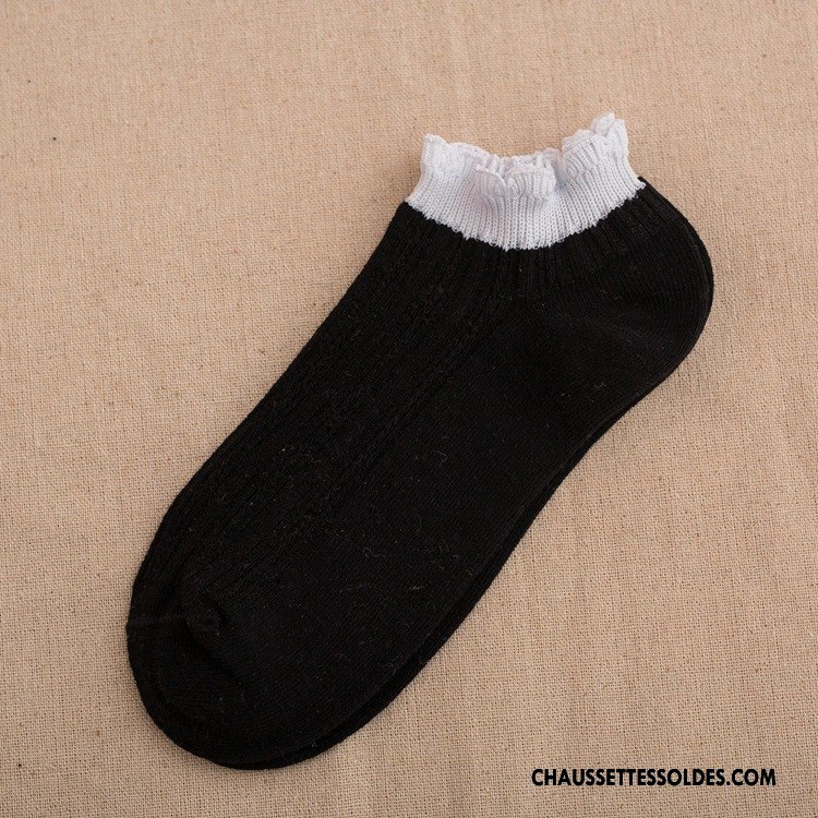 Chaussettes Mi Hautes Femme Printemps Couleur Dame Matelassé Basse Été Couleurs De Bonbons Pure Blanc