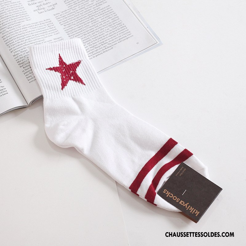 Chaussettes Mi Hautes Femme Rayé Bouche Fermée Le Nouveau Coton Bio Long Stock L'automne Bleu
