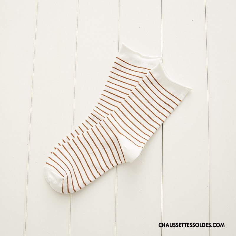 Chaussettes Mi Hautes Femme Rayé Frais Milieu Le Nouveau Hiver L'automne Blanc