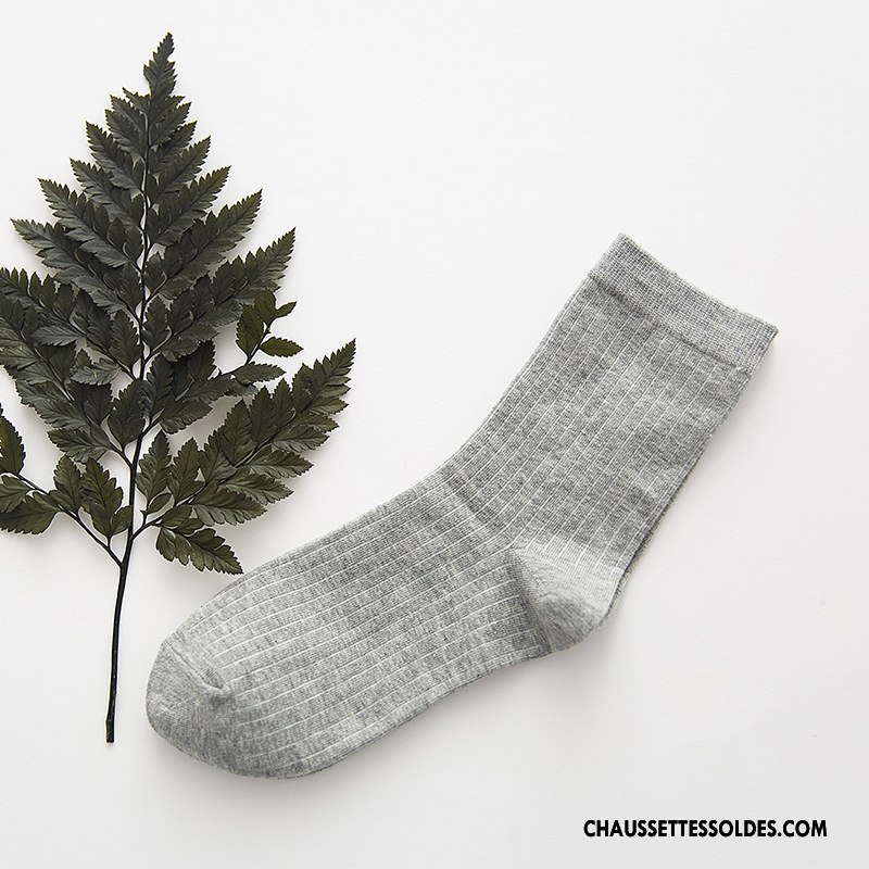 Chaussettes Mi Hautes Femme Rayé Milieu Hiver L'automne Nouvelles Arrivées 100% Coton Jaune