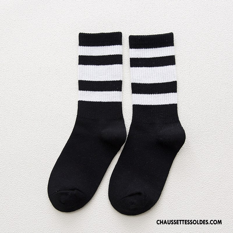 Chaussettes Mi Hautes Femme Rayé Mouvement Élève Vent D'université Chaussette Courte Rétro Coloré