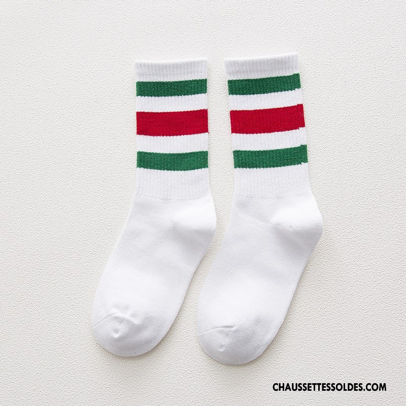 Chaussettes Mi Hautes Femme Rayé Mouvement Élève Vent D'université Chaussette Courte Rétro Coloré