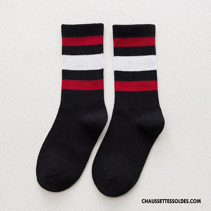 Chaussettes Mi Hautes Femme Rayé Mouvement Élève Vent D'université Chaussette Courte Rétro Coloré