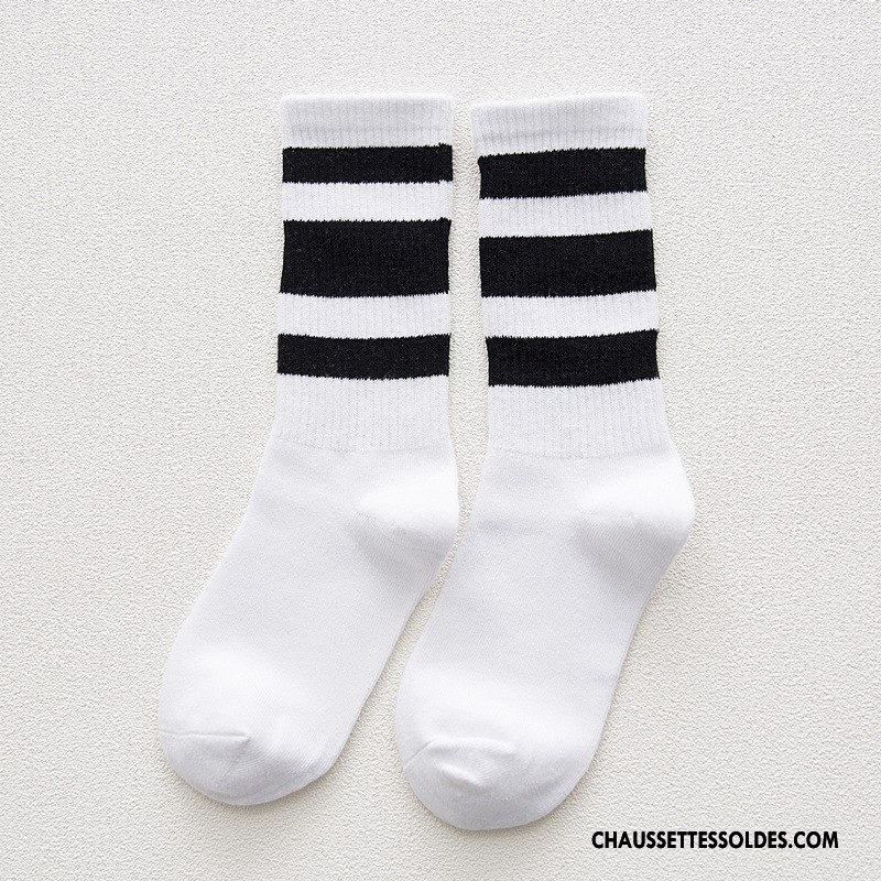 Chaussettes Mi Hautes Femme Rayé Mouvement Élève Vent D'université Chaussette Courte Rétro Coloré