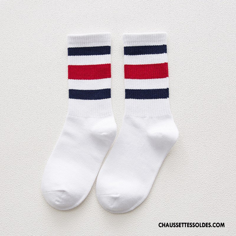 Chaussettes Mi Hautes Femme Rayé Mouvement Élève Vent D'université Chaussette Courte Rétro Coloré