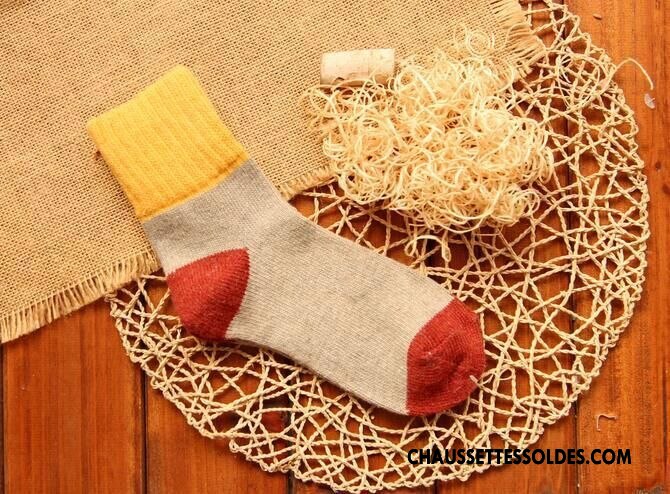 Chaussettes Mi Hautes Femme Renforcé Hiver Milieu Casual Dame Thermiques Couleurs Mixtes Rouge
