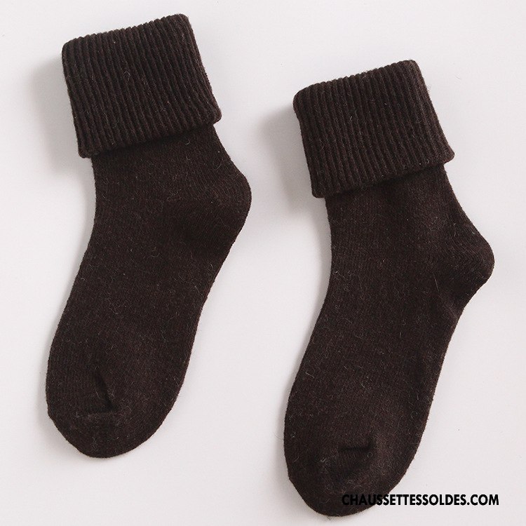 Chaussettes Mi Hautes Femme Renforcé Hiver Thermiques Milieu Flambage Rétro Pure Or
