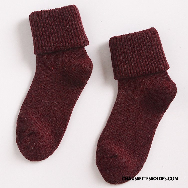 Chaussettes Mi Hautes Femme Renforcé Hiver Thermiques Milieu Flambage Rétro Pure Or