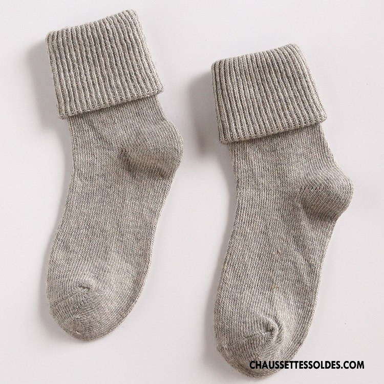 Chaussettes Mi Hautes Femme Renforcé Hiver Thermiques Milieu Flambage Rétro Pure Or
