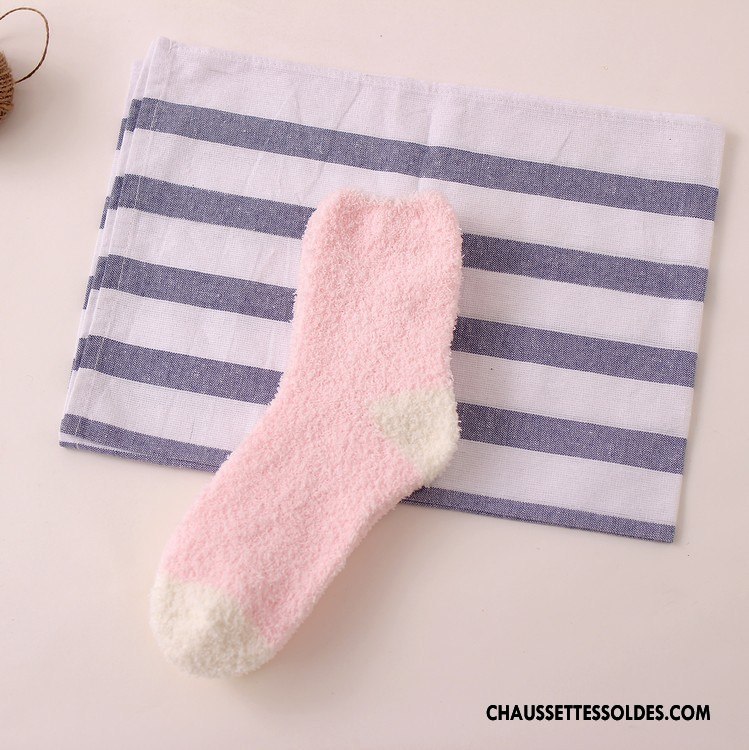 Chaussettes Mi Hautes Femme Renforcé L'automne Serviette Thermiques Terry Hiver Violet