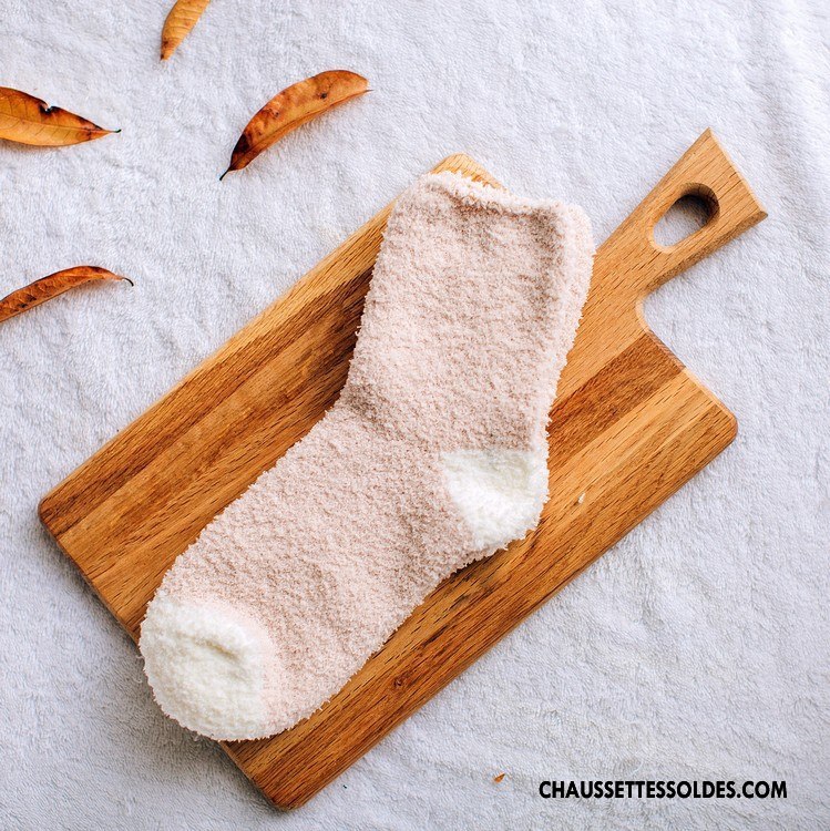 Chaussettes Mi Hautes Femme Renforcé L'automne Serviette Thermiques Terry Hiver Violet