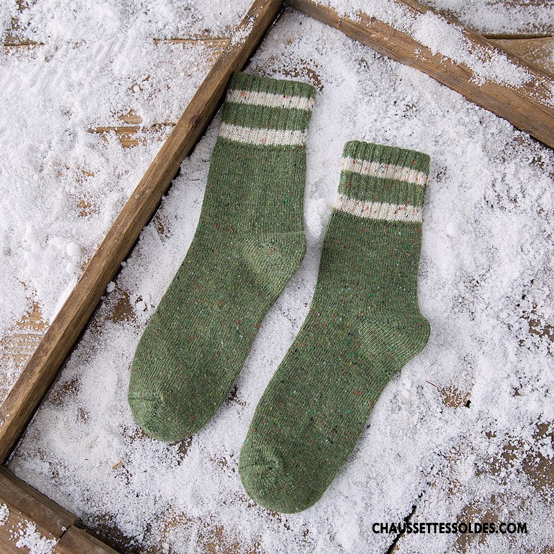 Chaussettes Mi Hautes Femme Renforcé Milieu Dame Hiver Thermiques Yarn Vert