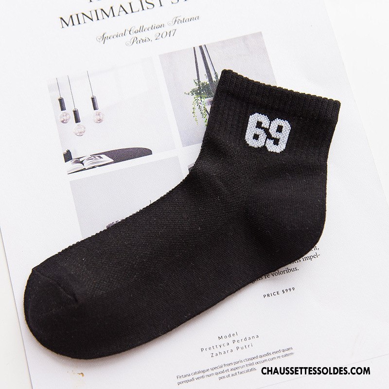 Chaussettes Mi Hautes Femme Respirant Milieu Engrener 100% Coton L'automne Hiver Pure Bleu